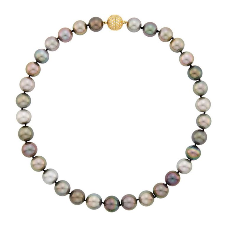 18k Gold Tahitian Pearl and Diamond Necklace