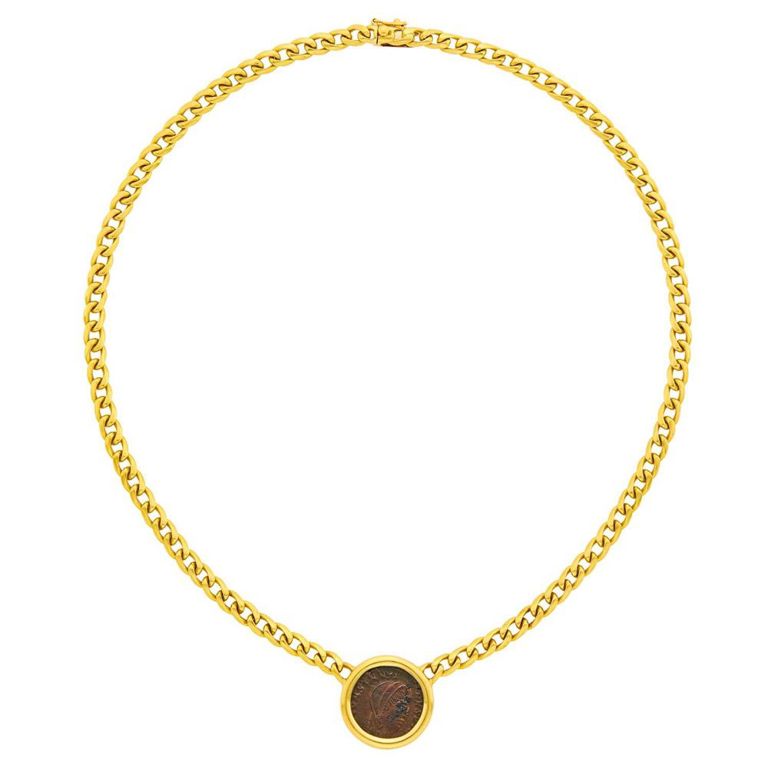 18k Gold and Bronze Coin Necklace
