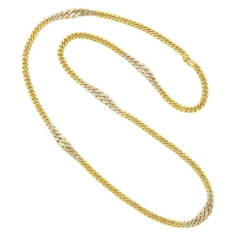 18k Two-Color Gold Curb Link Necklace