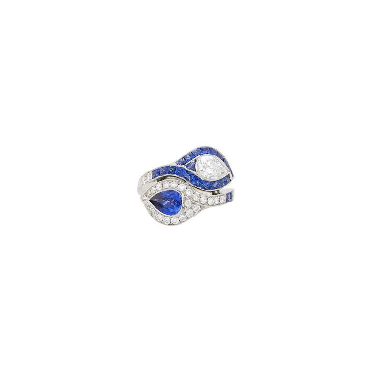 Platinum Sapphire and Diamond Ring