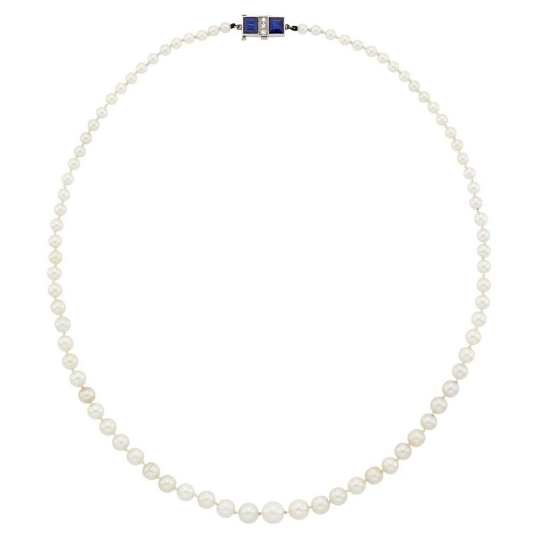 Natural Pearl and Diamond Necklace