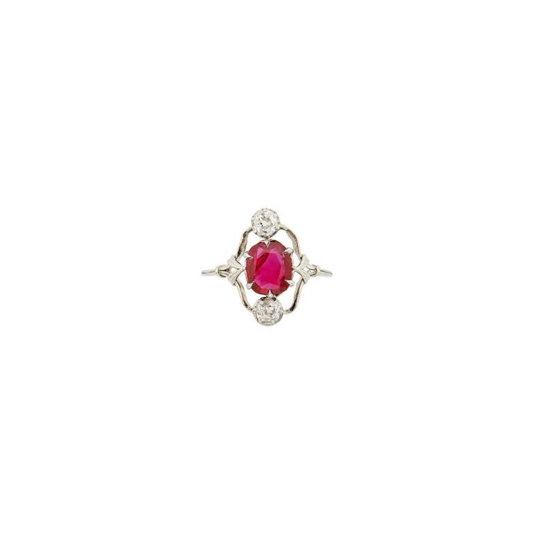 Platinum Ruby and Diamond Ring