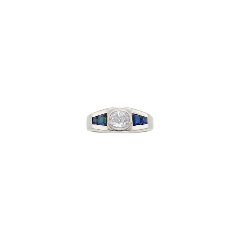 Platinum Diamond and Sapphire Ring