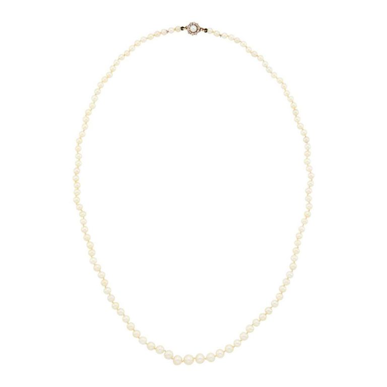 Natural Pearl and Diamond Necklace