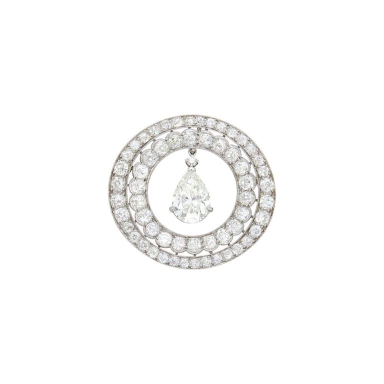 Platinum Diamond Circle Brooch