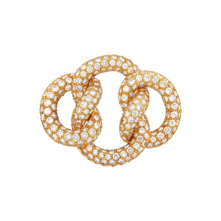 18k Gold Diamond Knot Brooch
