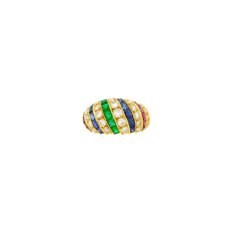 18k Gold Gem-Set and Diamond Ring