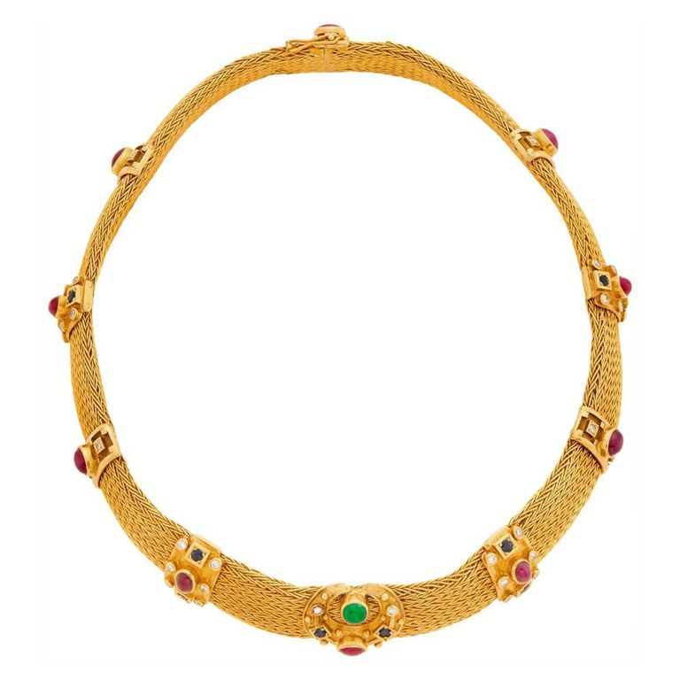 18k Gold Gem-Set Diamond Necklace