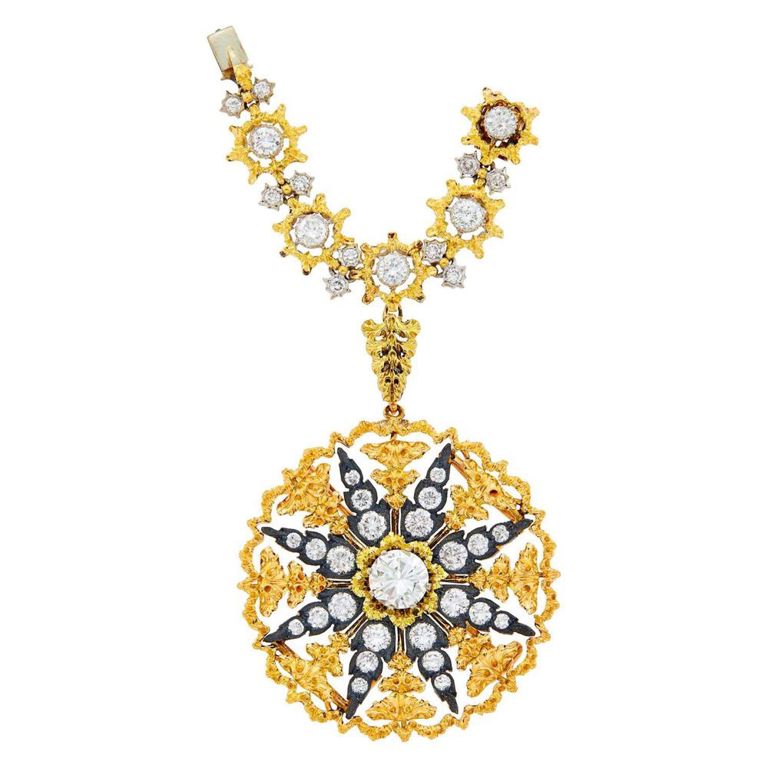 Two-Color Gold and Diamond Brooch