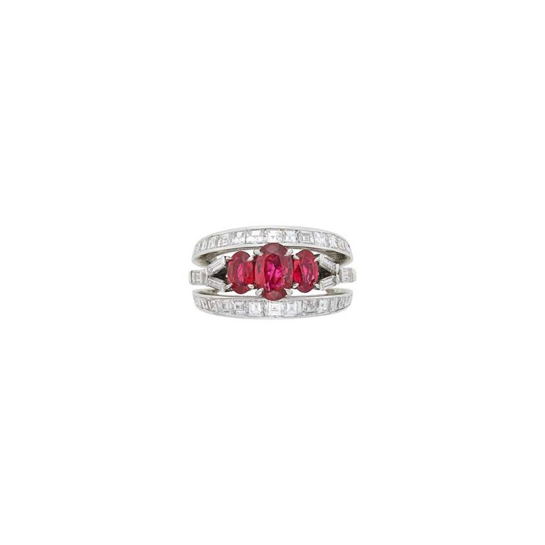 Platinum Ruby and Diamond Ring