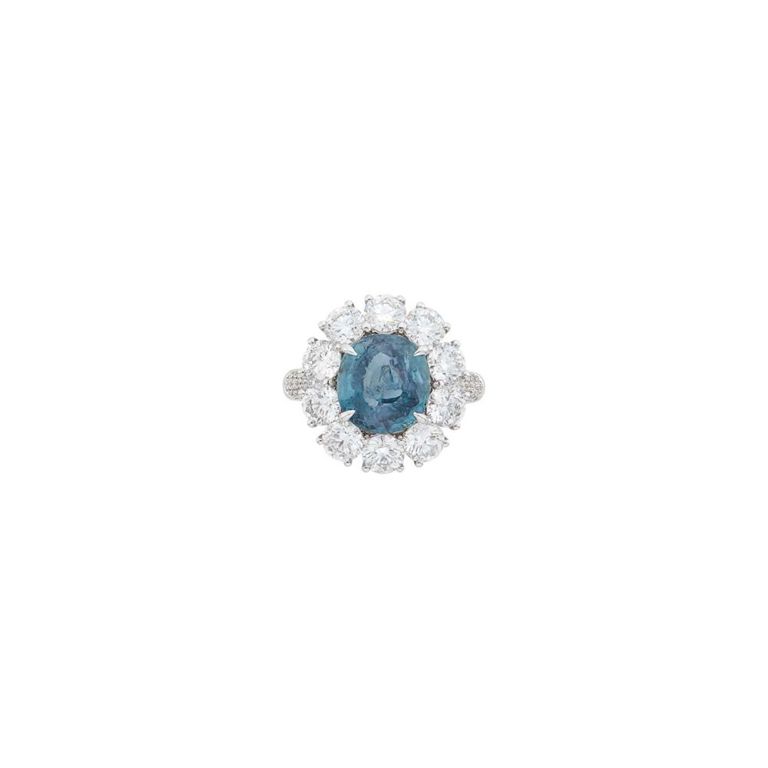 18k White Gold Alexandrite and Diamond Ring