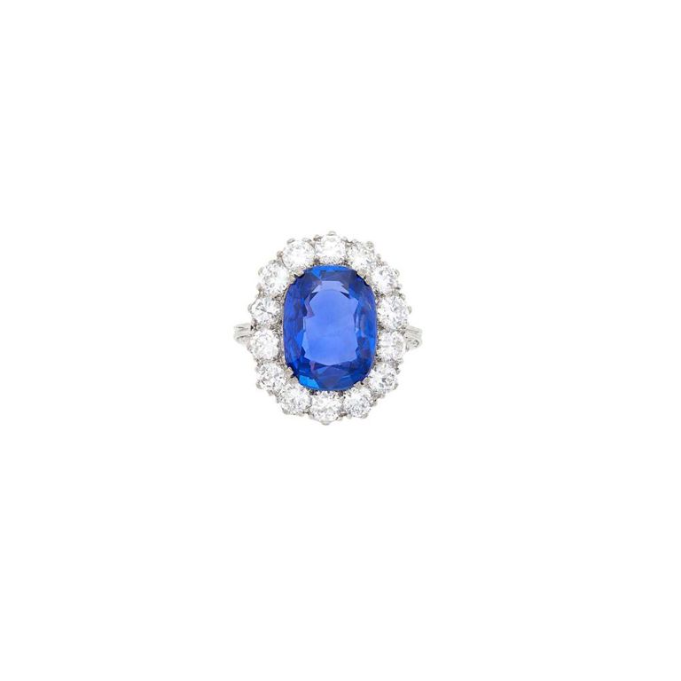 18k White Gold Sapphire and Diamond Ring
