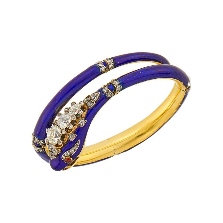 Gold and Silver Diamond Snake Bracelet