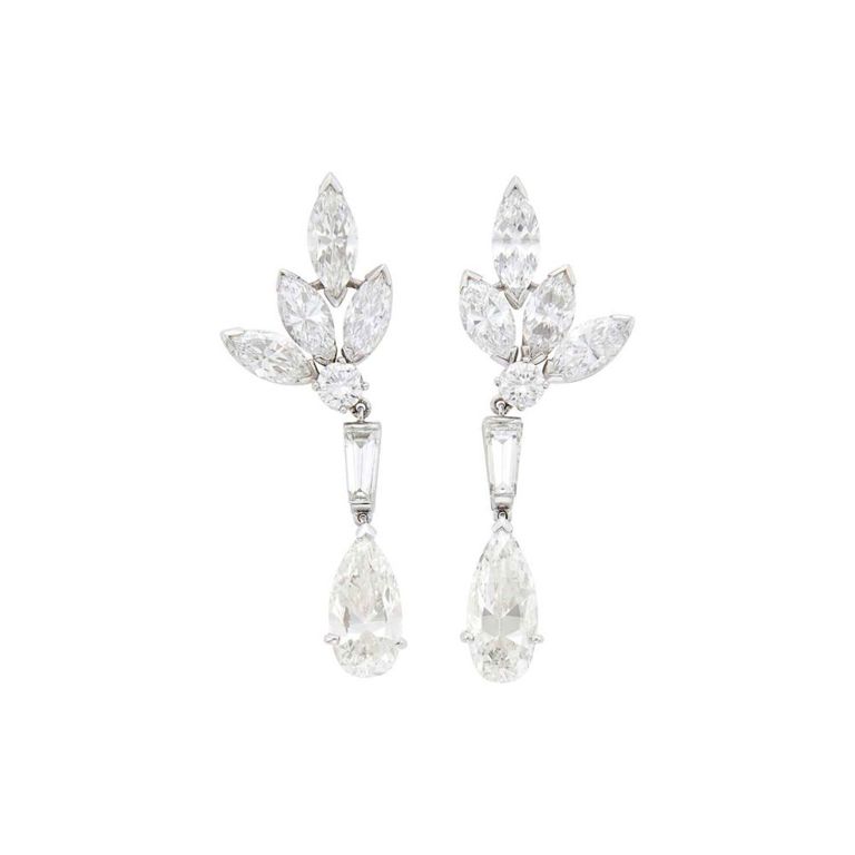 Platinum Diamond Pendant Earrings