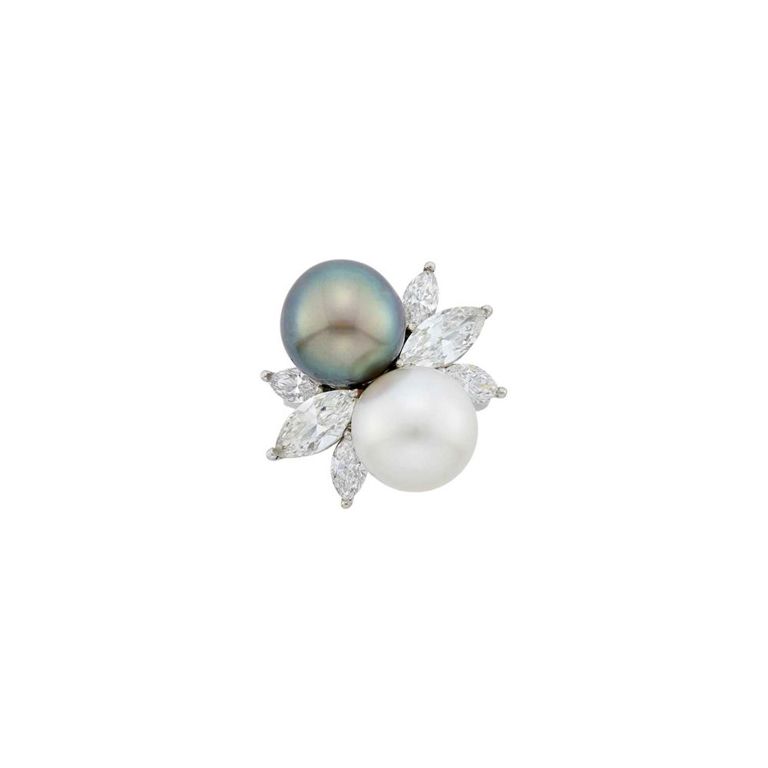 Platinum Pearl and Diamond Ring