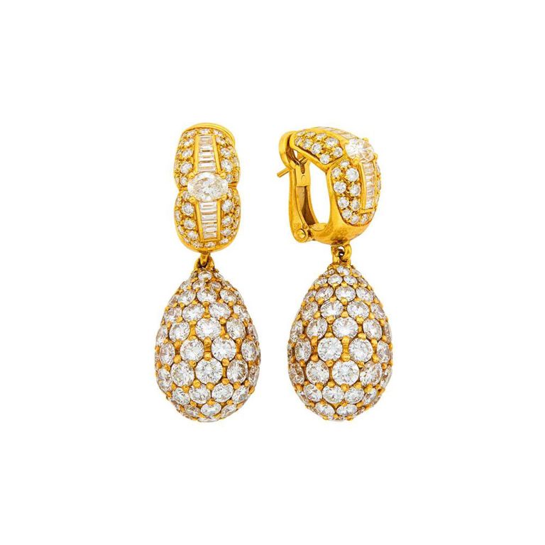 18k Gold Diamond Pendant Earrings