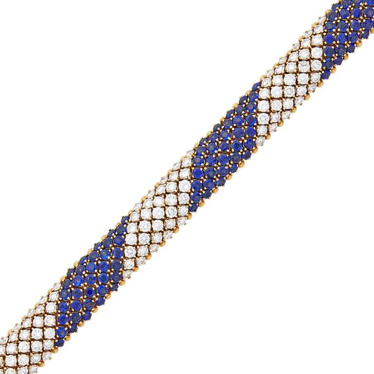 18k Gold Sapphire and Diamond Bracelet