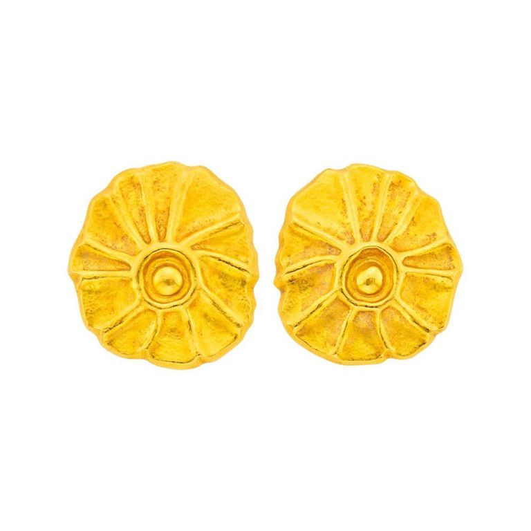 18k Gold Flower Earclips