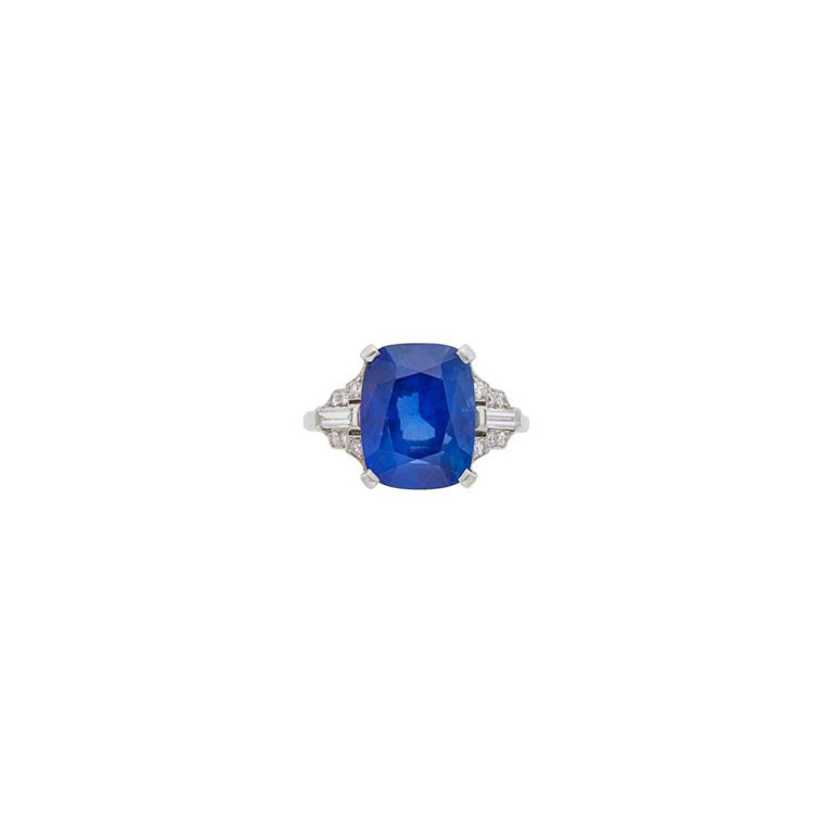Platinum Sapphire and Diamond Ring