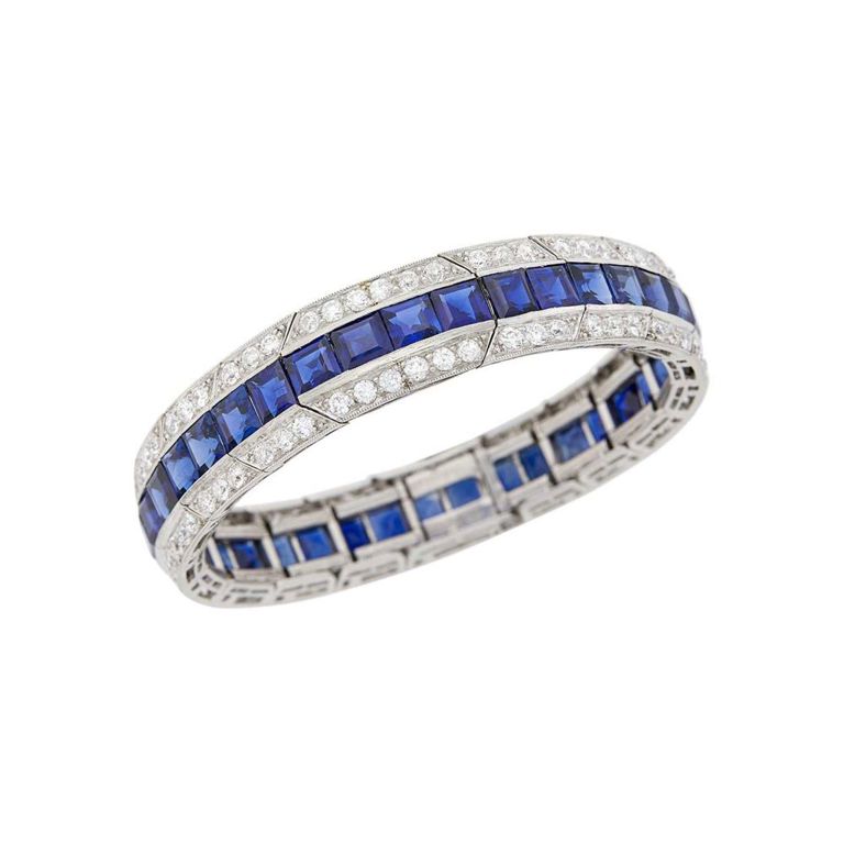 Platinum Sapphire and Diamond Bracelet