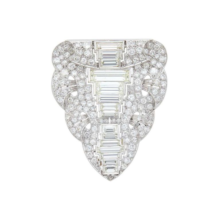 Platinum Diamond Clip Brooch