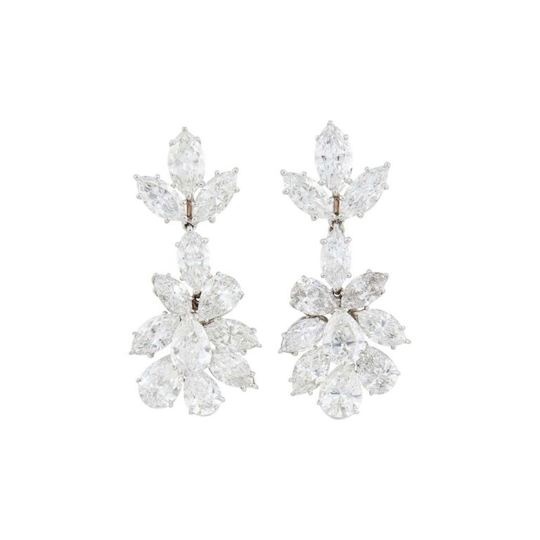 Platinum Diamond Pendant Earrings
