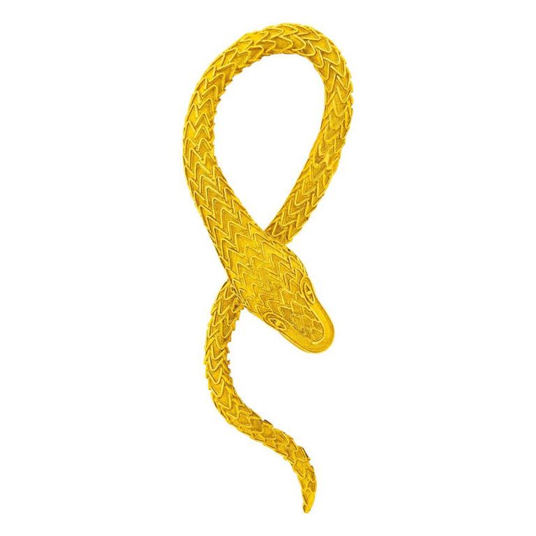 18k Gold Serpent Clip-Brooch