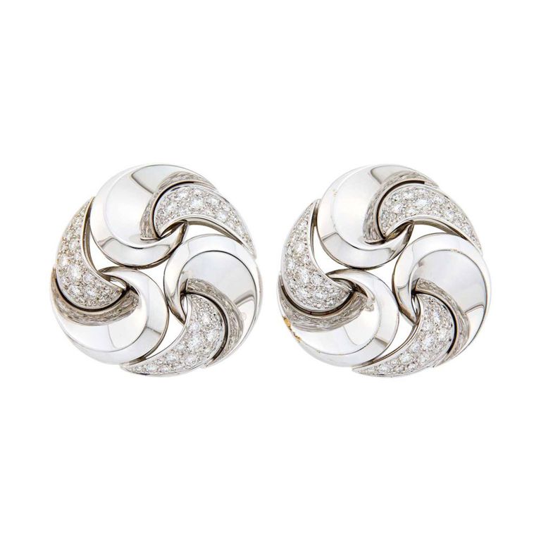 18k White Gold Diamond 'Vertigo' Earclips