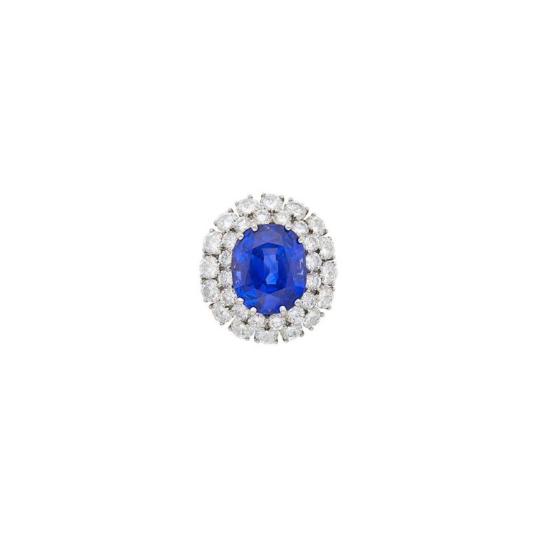 Platinum Sapphire and Diamond Ring