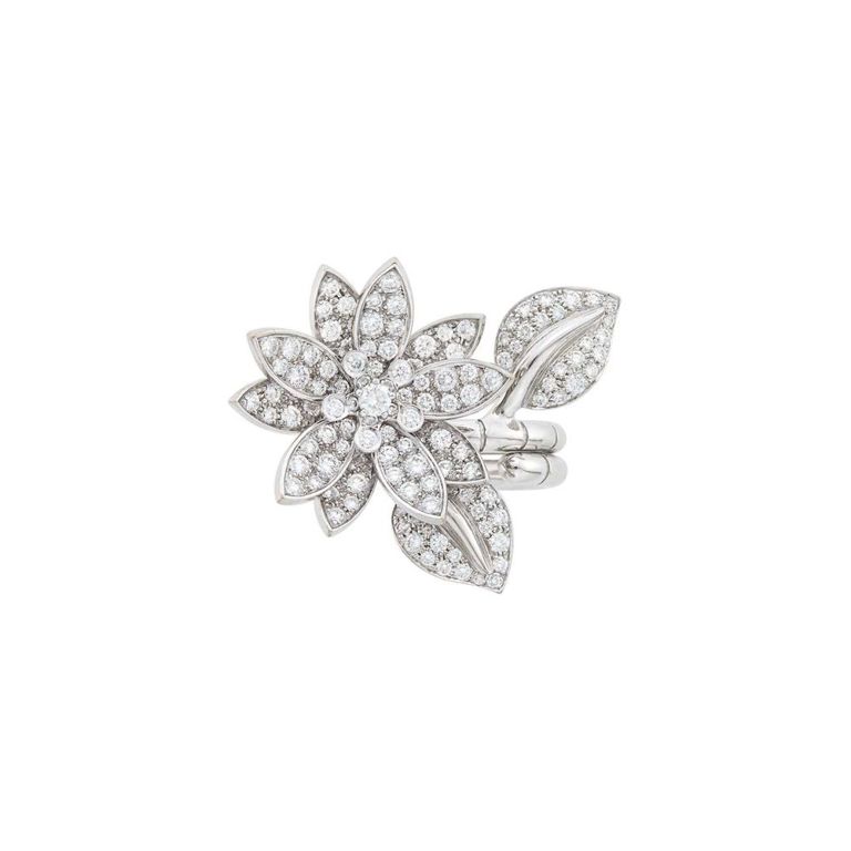 18k White Gold Diamond Lotus Ring