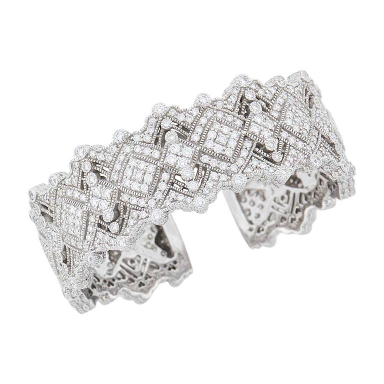 18k White Gold Diamond Cuff Bracelet