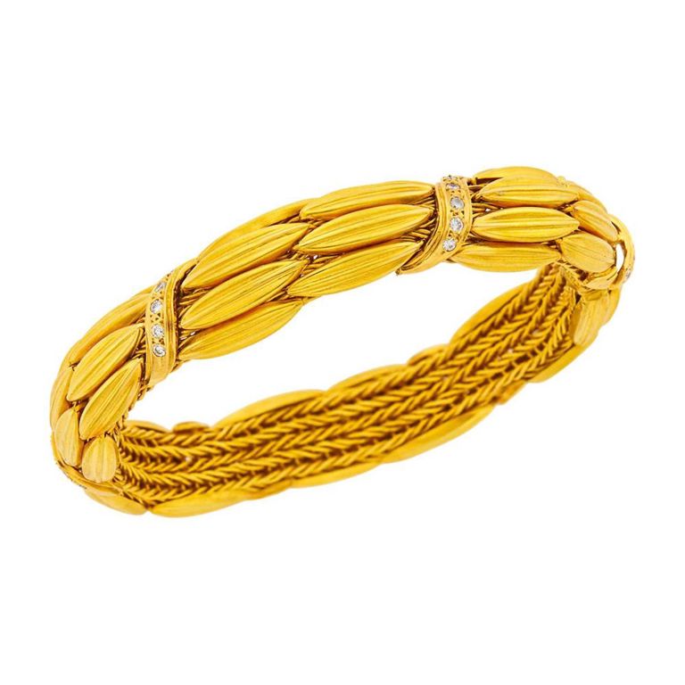 18k Gold and Diamond Wreath Bracelet