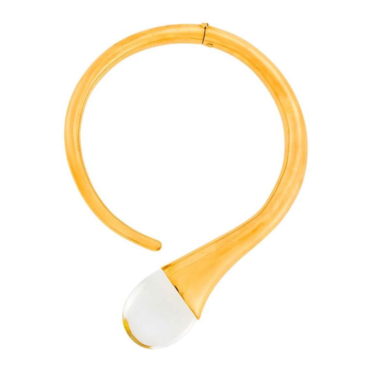 18k Gold and Rock Crystal Torque Necklace