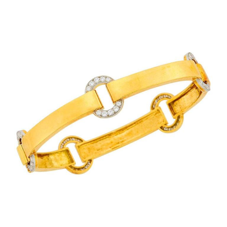 18k Gold and Platinum Diamond Bangle