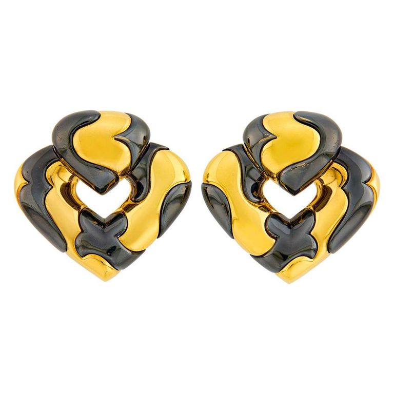 18k Gold and Blackened Gold Earclips