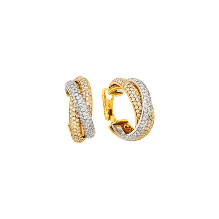18k Tricolor Gold Diamond Earclips