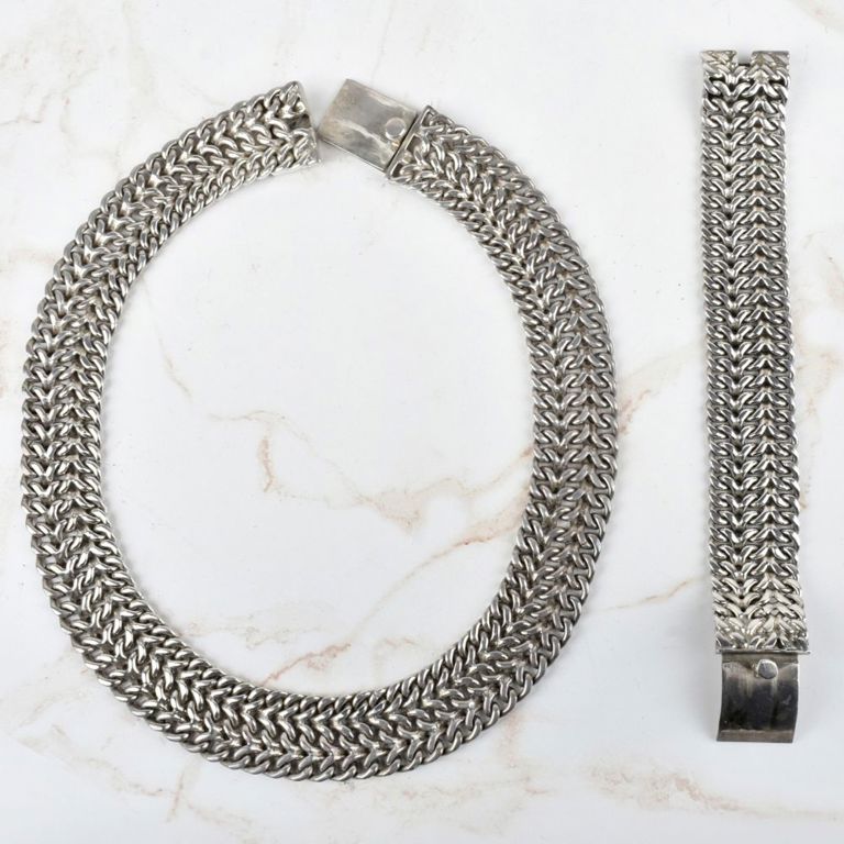 Sterling Silver Link Necklace and Bracelet