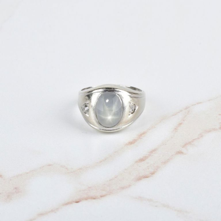 14k White Gold Sapphire and Diamond Ring