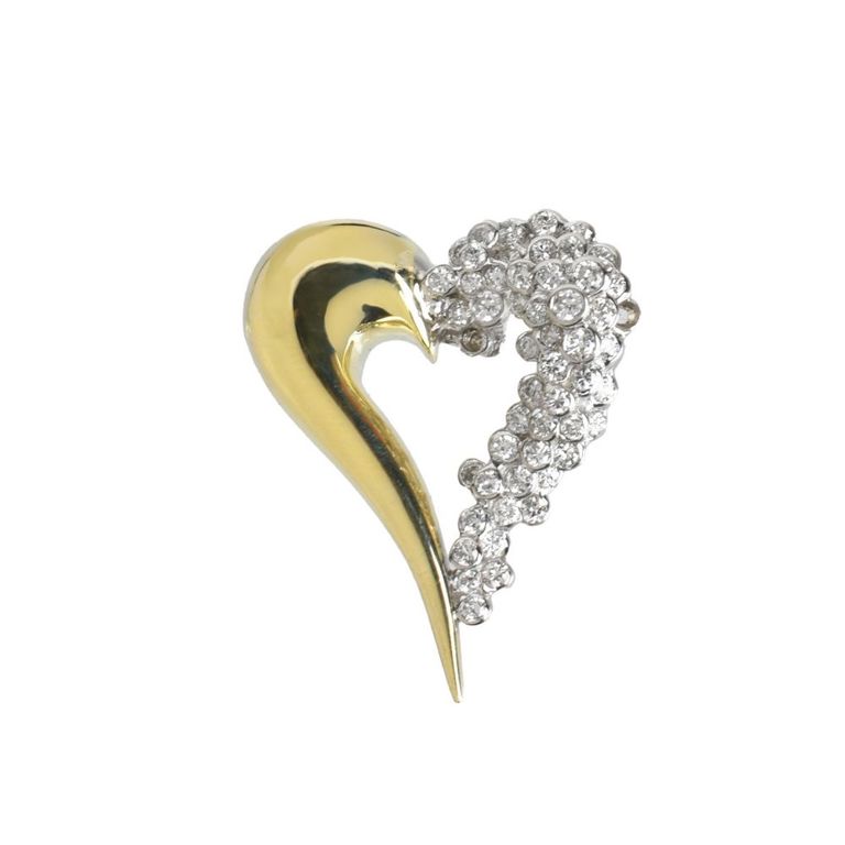 14k Yellow Gold Diamond Heart Pendant