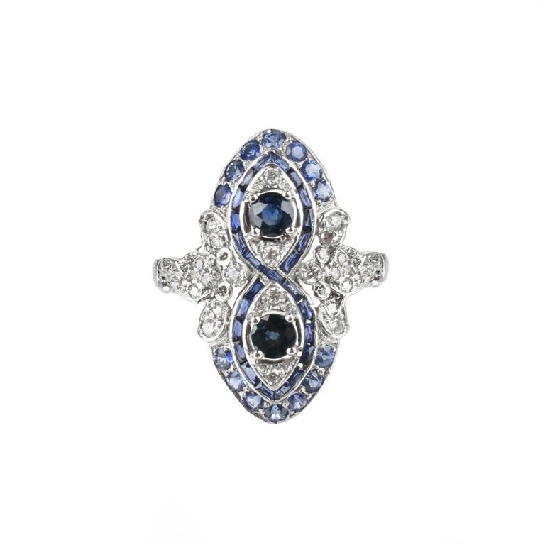 Platinum Sapphire and Diamond Ring