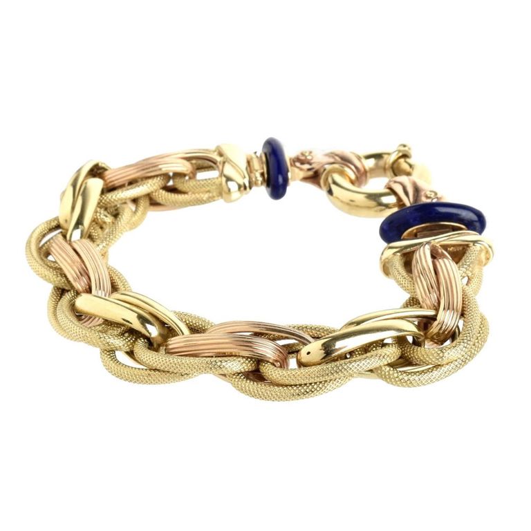 14k Pink and Yellow Gold Lapis Lazuli Bracelet
