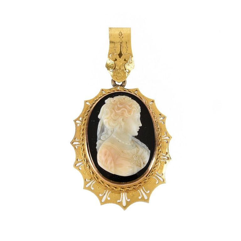 14k Yellow Gold Black Onyx Locket Pendant