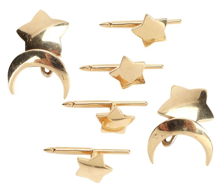 14k Yellow Gold Moon and Star Tuxedo Set