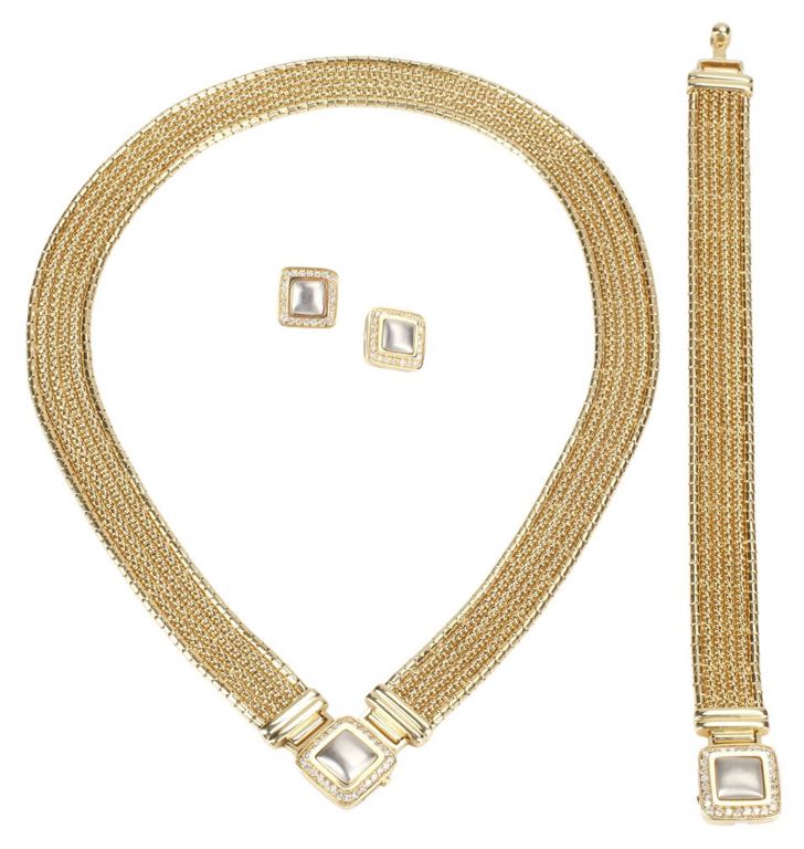 14k Bi-Color Gold Diamond Jewelry Suite