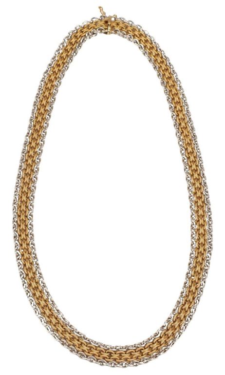 18k Bi-Color Gold Multi-Strand Chain Necklace