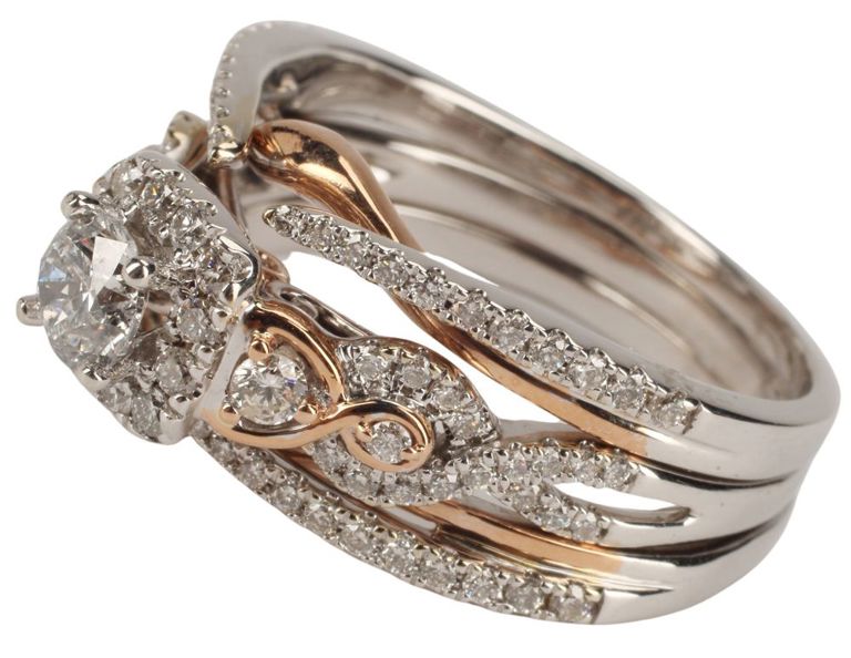 14k White and Rose Gold Diamond Bridal Set