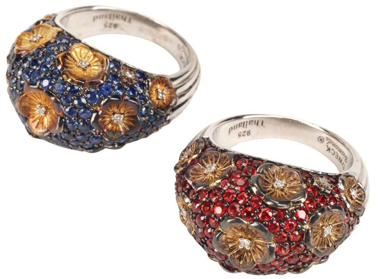 Sterling Silver Sapphire and Diamond Rings