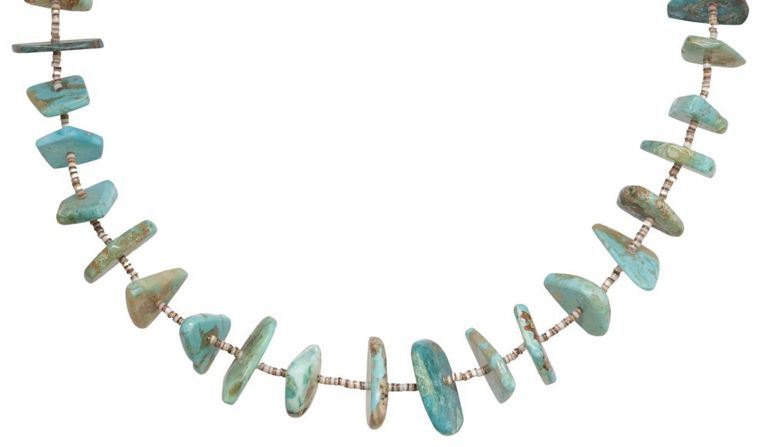 Turquoise and Shell Heishi Beaded Necklace