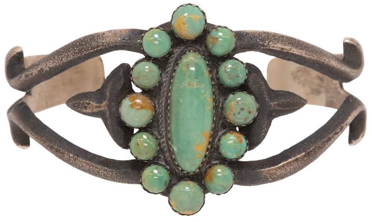 Sterling Silver Turquoise Cluster Cuff