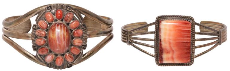 Sterling Silver Spiny Oyster Shell Cuff Bracelets